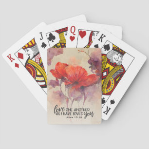 Baralho John 15:12 Se Ama Outra Bíblia Verso Floral Vermel