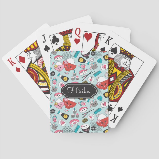 Baralho Kawaii Sushi Blue Personalizado (Verso)
