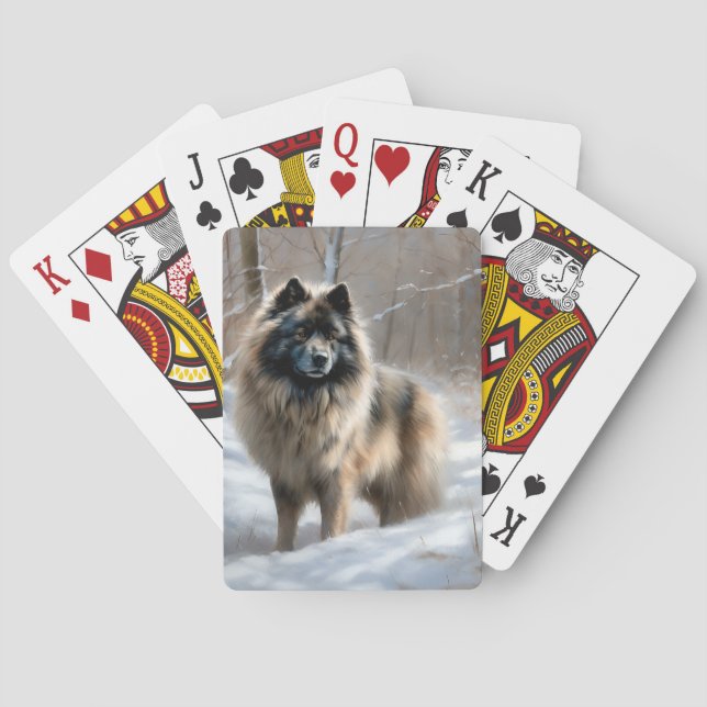 Baralho Keeshond Deixe Nevar Natal (Verso)
