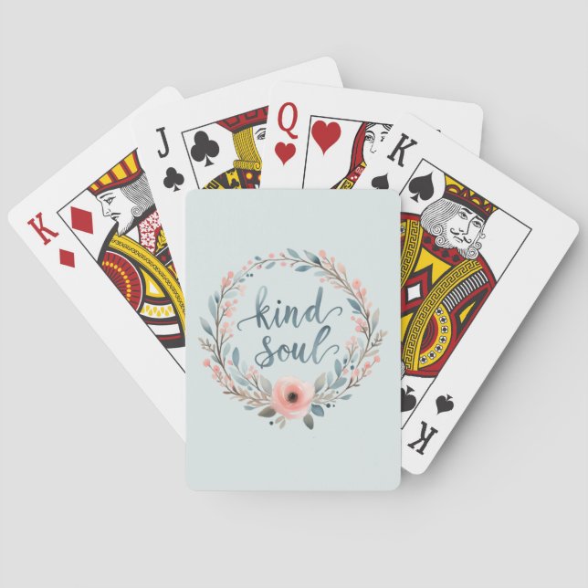 Baralho Kind Soul Floral Wreath Watercolor Quote (Verso)