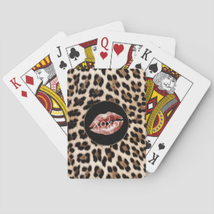 Baralho Lábios Vermelhos Estampa de Leopardo XOXO