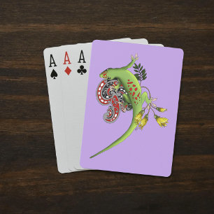 Baralho Lagarto Verde Tribal Lavanda Vermelho