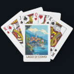 Baralho Lago de Como Italia Lombardia Viagem Art Vintage<br><div class="desc">Design de arte vetorial do Lago Como. O lago Como,  no Norte da Lombardia,  na Itália,  é uma zona de alto escalão conhecida pela sua paisagem dramática,  colocada contra os pés dos Alpes.</div>