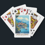 Baralho Lago de Como Italia Lombardia Viagem Art Vintage<br><div class="desc">Design de arte vetorial do Lago Como. O lago Como,  no Norte da Lombardia,  na Itália,  é uma zona de alto escalão conhecida pela sua paisagem dramática,  colocada contra os pés dos Alpes.</div>