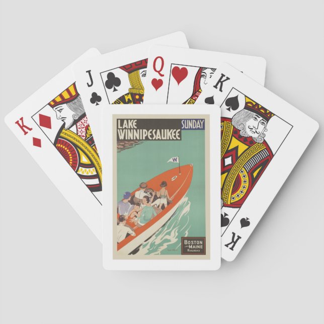 Baralho Lago Winnipesaukee NH Viagens vintage ferroviária (Verso)