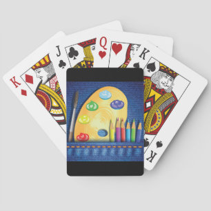 Baralho Lápis e cartões de jogo do pincel