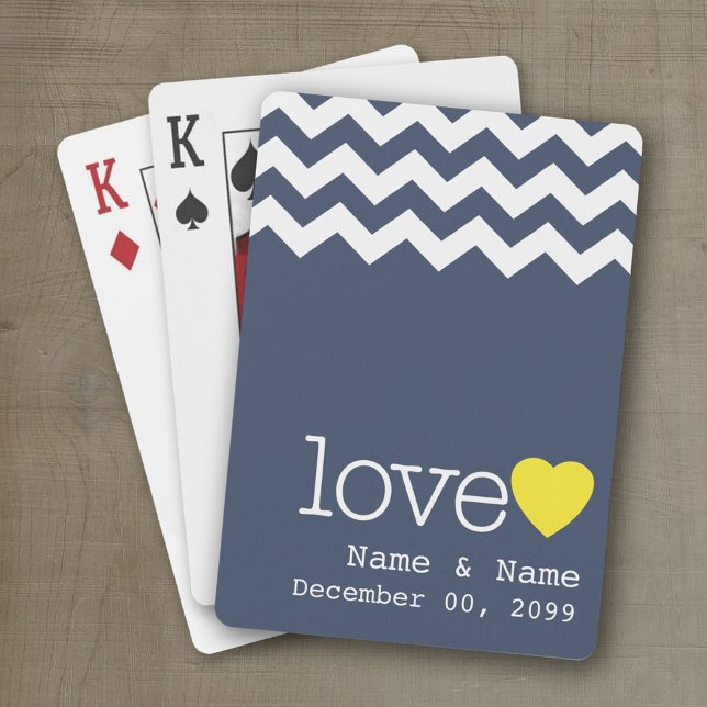 Baralho Lembmento de Casamento com padrão de Evron moderno (Wedding and Anniversary Playing Cards - Personalize with your information)