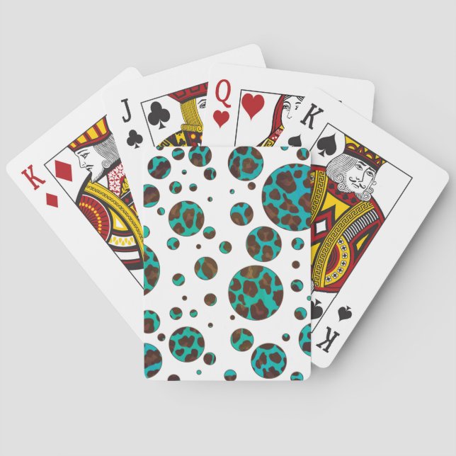 Baralho Leopard Brown e Teal PrintPolka Pontos (Verso)