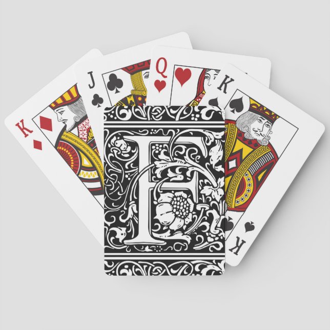 Baralho Letra F Monograma Medieval Art Nouveau (Verso)