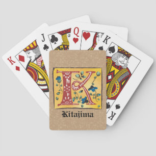 Baralho Letra Floral Iluminada Medieval K Monograma