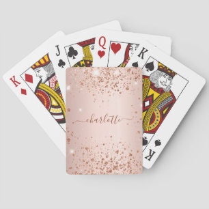 Baralho Letra maiúscula em glitter dourado rosa