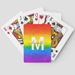 Baralho LGBT Orgulho Rainbow Stripe Monograma Nome