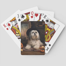 Baralho Lhasa Apso Abóboras Dia das Bruxas Assustador