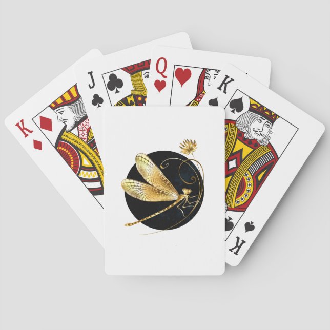 Baralho libélula ouro em círculo preto (Verso)