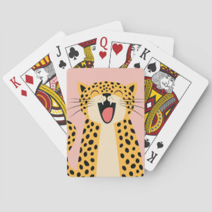 Baralho Lindo Leopardo Selvagem Sorridente Feliz Desenho A