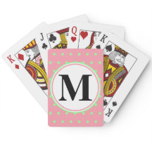 Lindo Monograma Rosa Verde Pontos Polka 