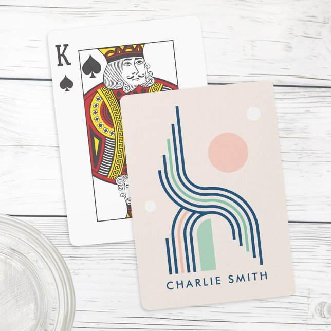 Baralho Linhas de arte geométricas da abstrato retrorrefle (Retro abstract geometric art lines arches circles poker cards)