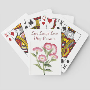 Baralho Live Laugh Love Play Canasta flores rosa