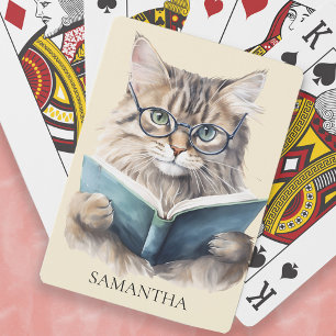 Baralho Livro Divertido Gato de Óculos Monograma Nome