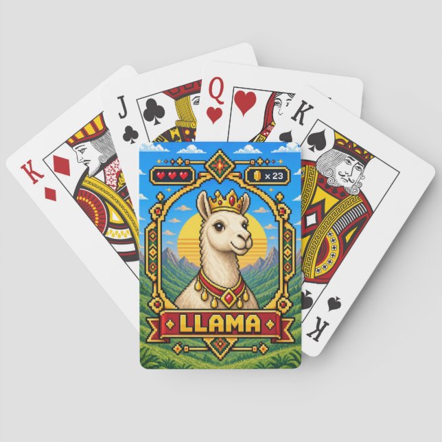 Baralho Llama Retro Arte Pixel 8-Bit (Verso)