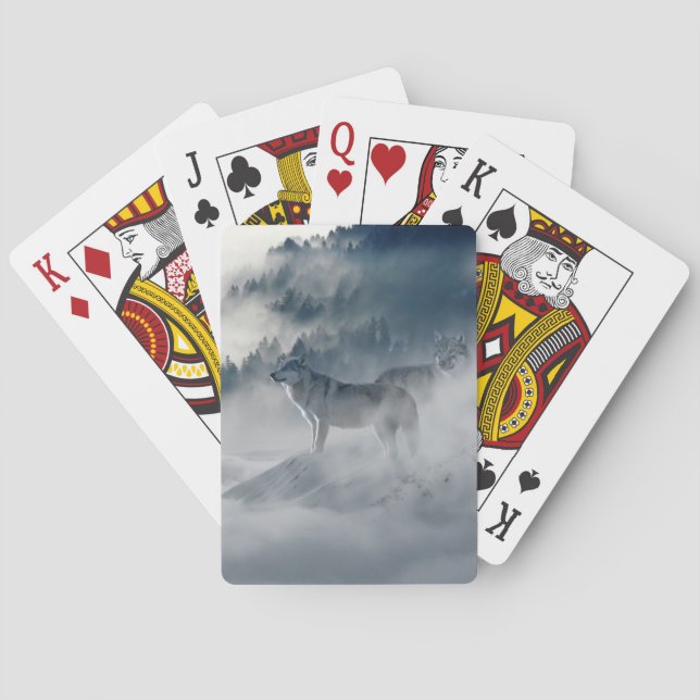 Baralho Lobos numa paisagem de inverno (Verso)