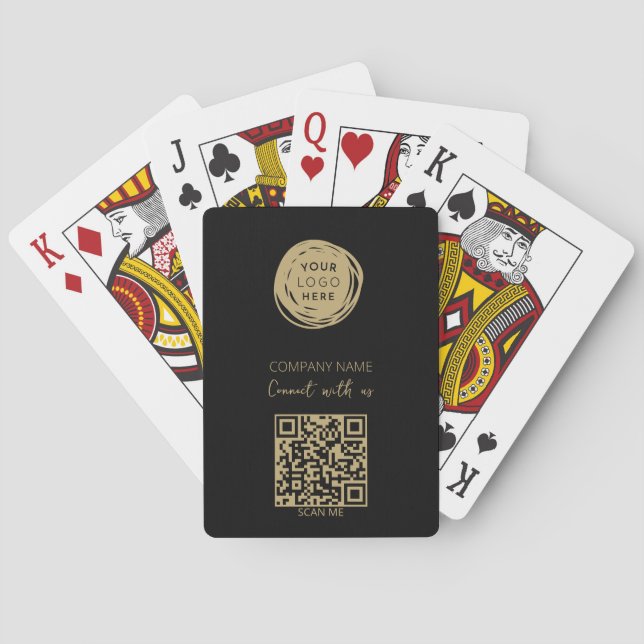 Baralho Logotipo Empresarial Código QR Preto Moderno (Verso)