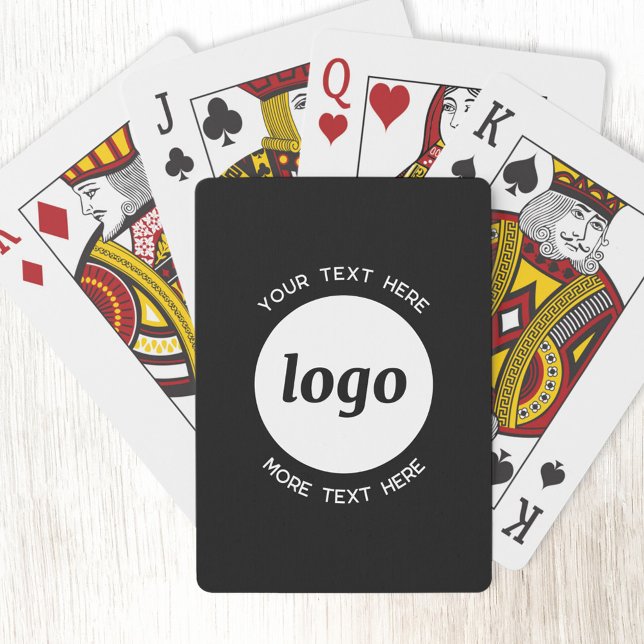 Baralho Logotipo redondo com Promocional de texto preto (Logo with custom text business promotional playing cards)