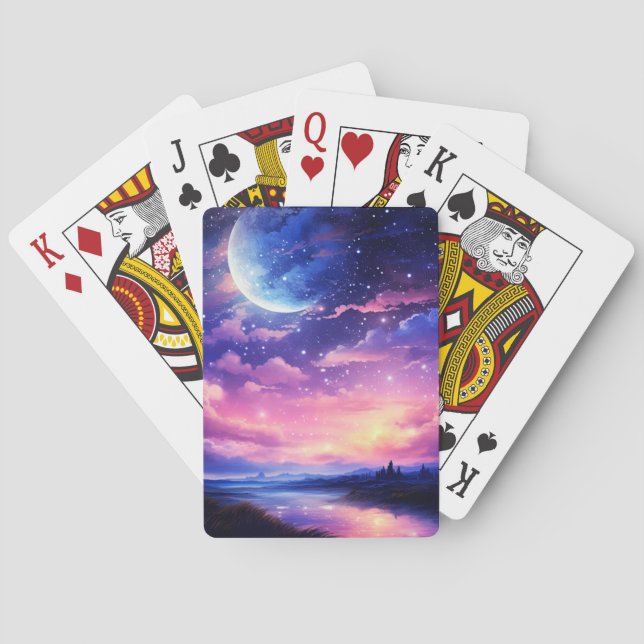 Baralho Lua cheia celestial nuvens Roxo Místico (Verso)
