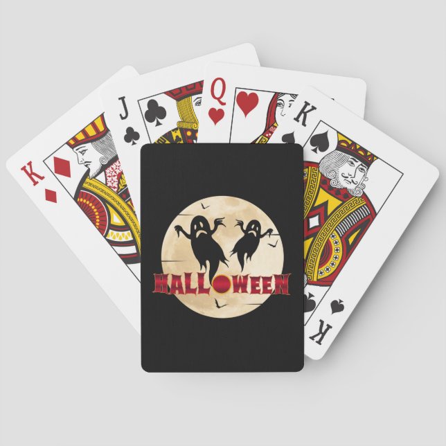 Baralho Lua de Halloween Silhueta Fantasmas Morcegos (Verso)