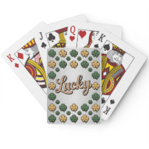 Lucky Green Gold Shamrocks Silver Carta Deck