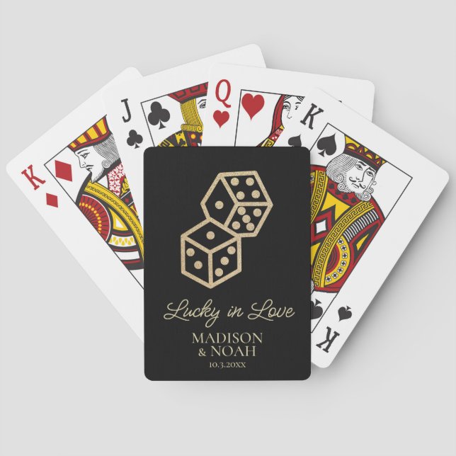 Baralho Lucky in Love Dourado Dice Casino Casino Favor (Verso)