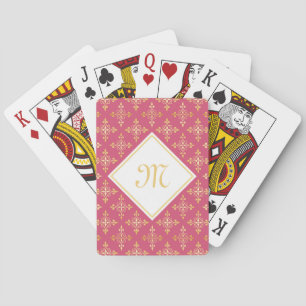 Baralho Luxo Monograma Rosa e Dourado Quatre Floral