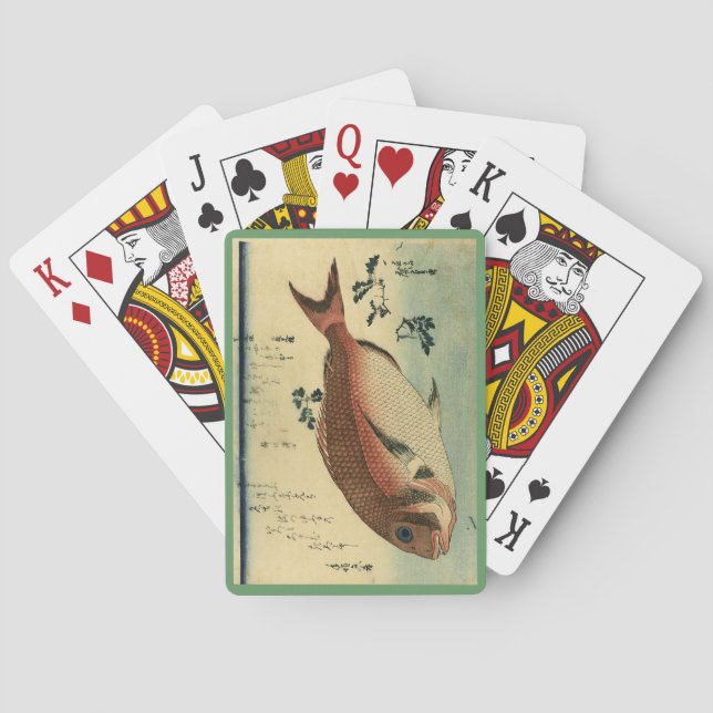 Baralho Madai ou Red Tai - Impressão de Peixes Japoneses d (Verso)