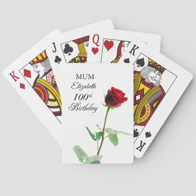 Baralho Mãe 100ª Rosa vermelha de aniversário Personalizad (Verso)