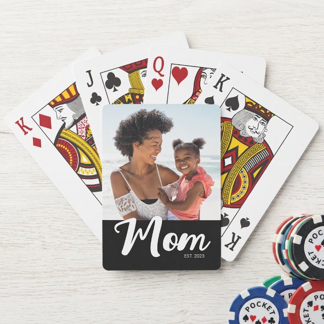 Baralho Mãe Estabeleceu Roteiro Foto Preta (Mom Established Script Black Photo Poker Cards )