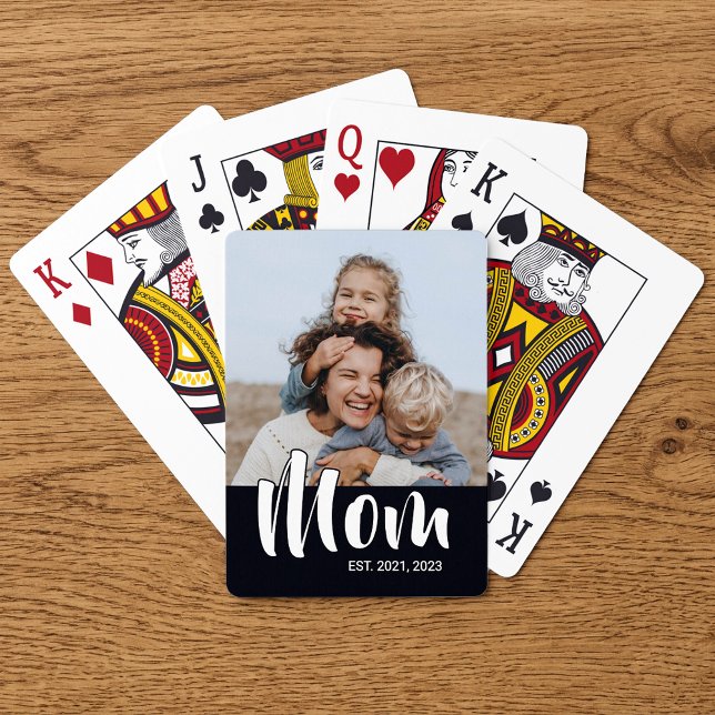 Baralho Mãe Estabeleceu Roteiro Foto Preta (Mom Established Script Black Photo Poker Cards)