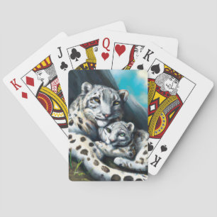Baralho Mãe-Leopardo-da-Neve e Cubo nas Montanhas