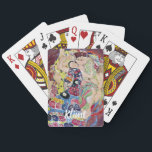 Baralho Maiden (Virgem), Gustav Klimt, Vintage Art Nouveau<br><div class="desc">Fácil de personalizar as cartas de jogar, basta adicionar seu nome! Ou exclua se você não quiser adicionar texto personalizado. O Maiden (também conhecido como A Virgem) (1913), de Gustav Klimt, é uma pintura de retrato simbólico da Era Vitoriana Art Nouveau. Várias mulheres bocejando, esticando e dormindo em uma cama...</div>