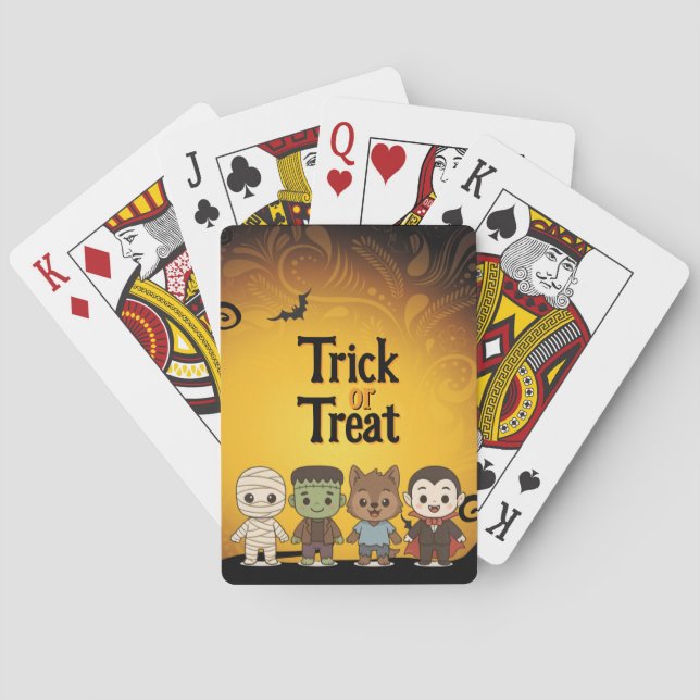 Baralho Mamãe bonita, Frankenstein, Dracula, lobisomem (Verso)