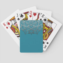 Baralho Mandala Azul Teal e Prata Elegante Minimal Marroqu