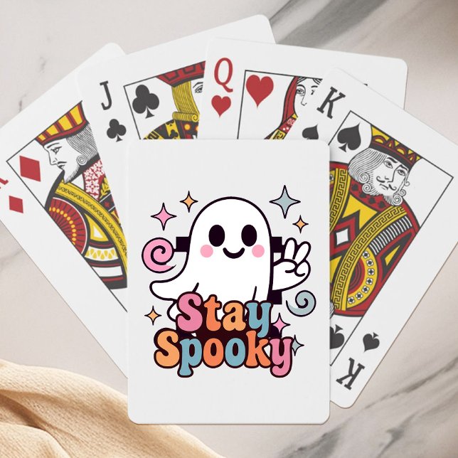 Baralho Mantenha-se assustado, Fantasma Fantasma Retro Pas (Celebrate Halloween season in style with this groovy ghost stay spooky design.)