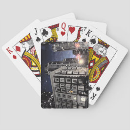 Baralho mapa a jogarem, fotografia de cidade a noite