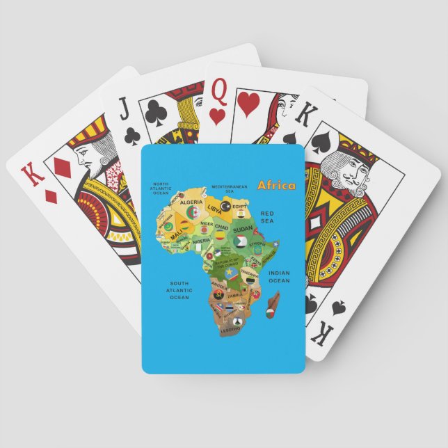 Baralho Mapa africano com bandeiras (Verso)