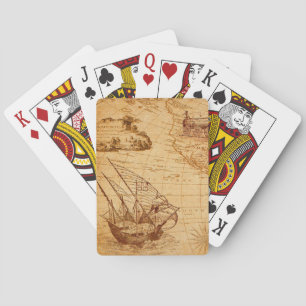 Baralho mapa antigo, navegação, viagem, navio à vela