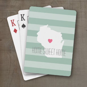 Baralho Mapa de Wisconsin Lar Estado Amor com Coração Pers