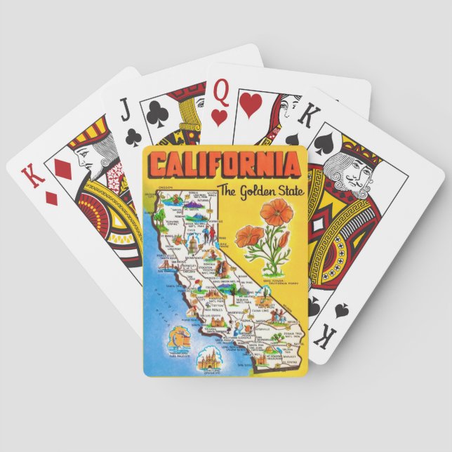 Baralho Mapa do Estado Dourado da Califórnia em Cartas de  (Verso)
