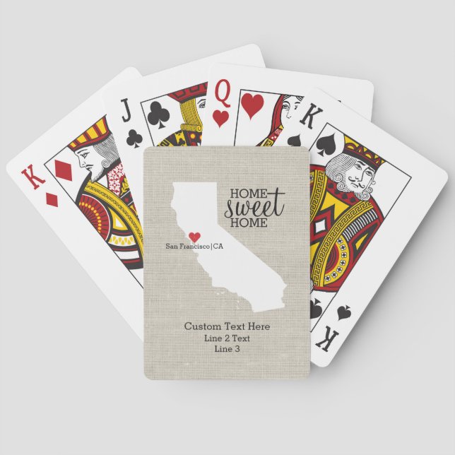 Baralho Mapa Personalizado da Home Sweet do Amor do Estado (Verso)
