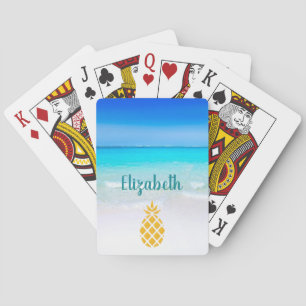 Baralho Mar Tropical de Turquesa de Praia com Abacaxi