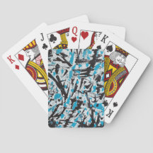 Marcas de pincel azul e preto Abstrato