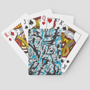 Baralho Marcas de pincel azul e preto Abstrato